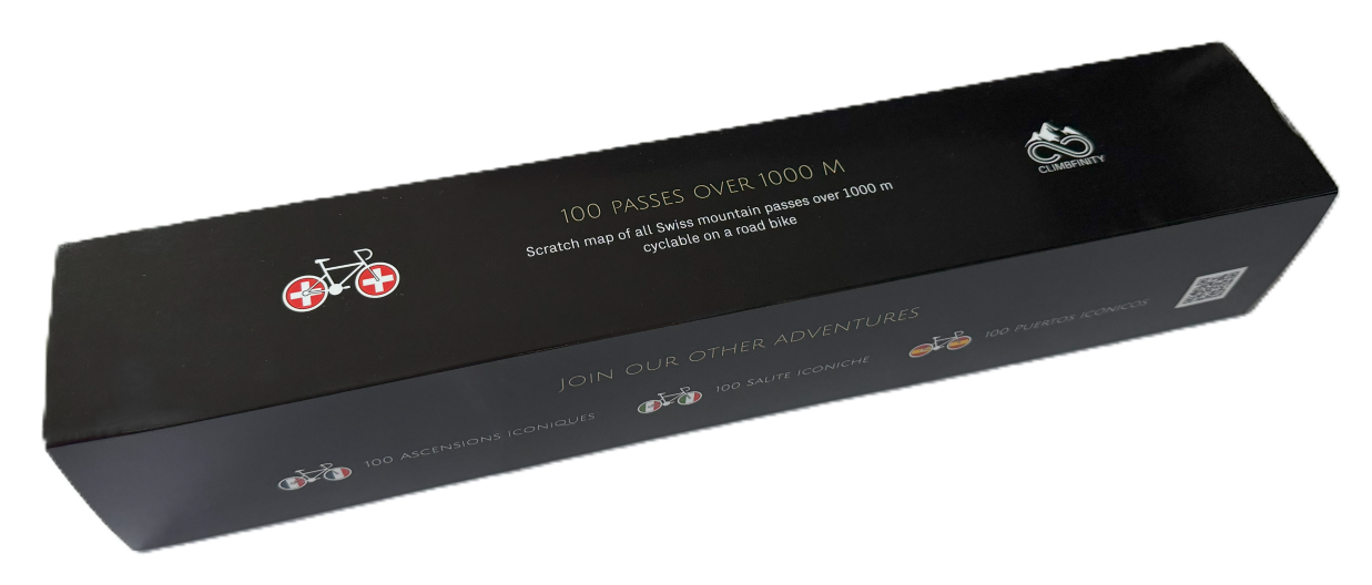 100 Passes Challenge rowerowa mapa Szwajcarii (pudełko albo ramka)