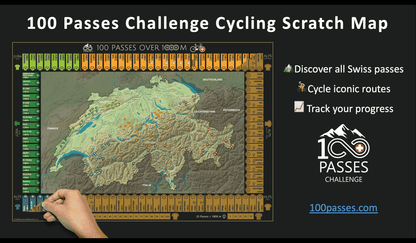 100 Passes Challenge cycling scratch map Switzerland (frame or box)