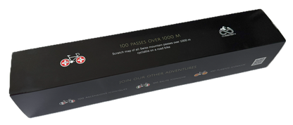 100 Passes Challenge cycling scratch map Switzerland (frame or box)