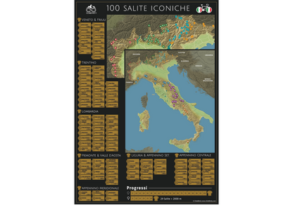 100 Salite Iconiche - Carte à gratter cycliste Italie