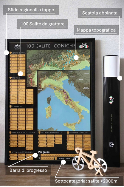 100 Salite Iconiche - Carte à gratter cycliste Italie